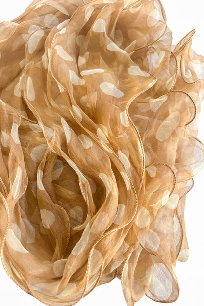 Frilly polka dot silk scarf