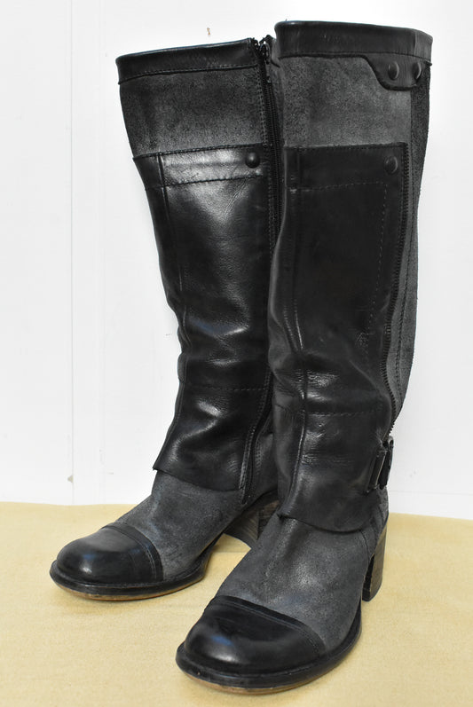 Spiral leather knee high boots, 38