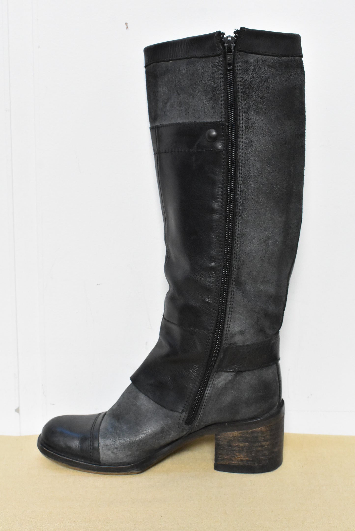 Spiral leather knee high boots, 38