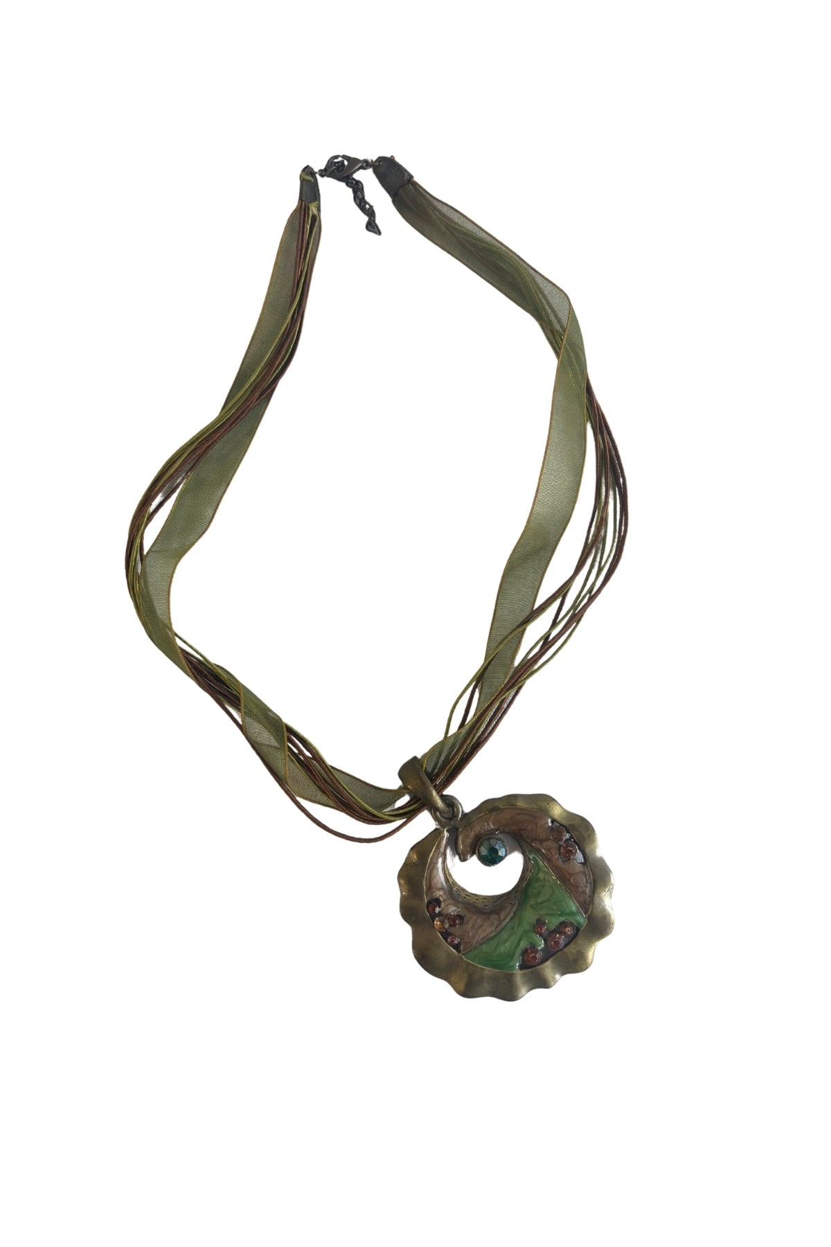 Y2K ribbon chunky pendant necklace