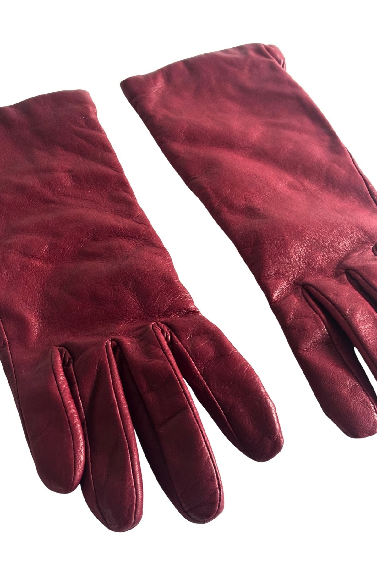 100% Cashmere lined red leather gloves