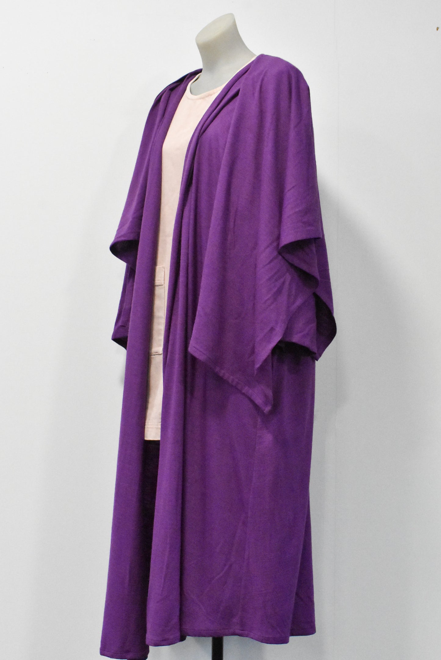 Augustus Design purple wool cardi-cape, 12 (oversized)