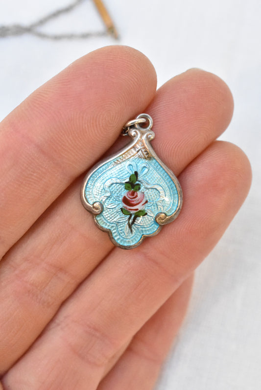 Vintage Art Nouveau hand-painted silver and enamel pendant