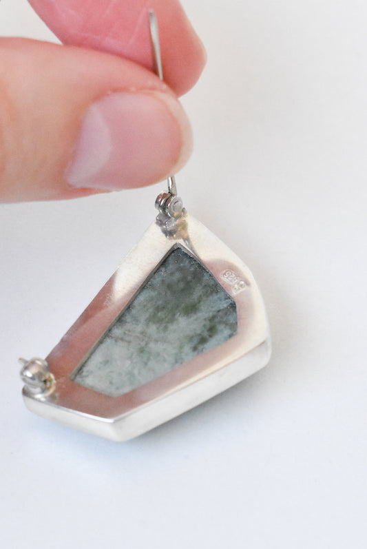 Bob Wyber 5 sided pounamu and silver brooch (NEW)
