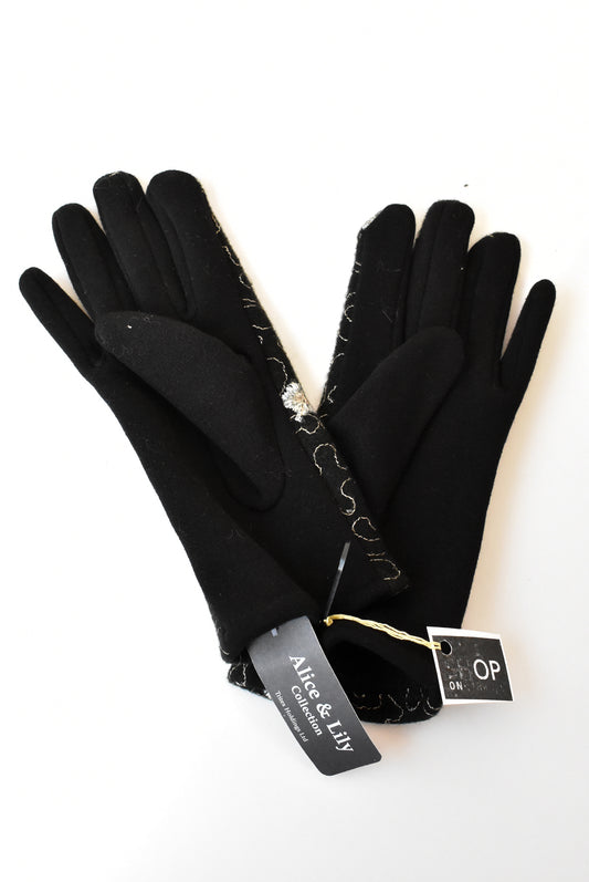 Alice & Lily embroidered fabric gloves, NEW