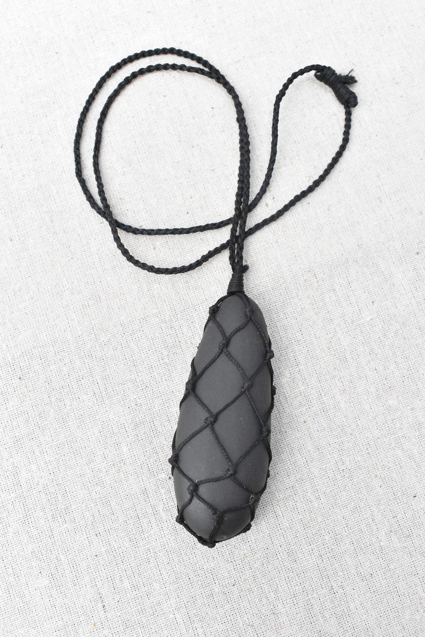 Smooth stone pouch necklace