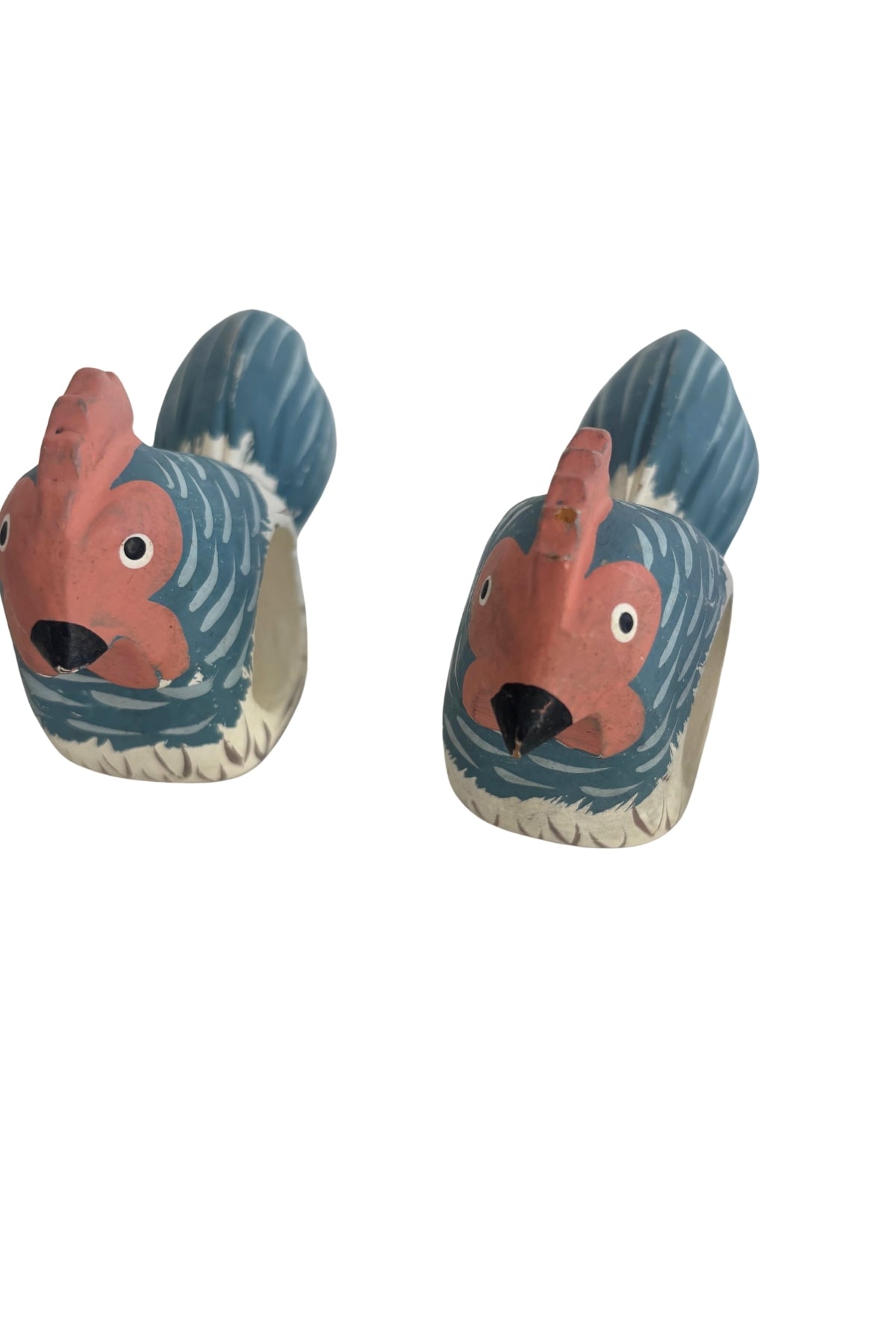 Wooden chicken napkin rings x6