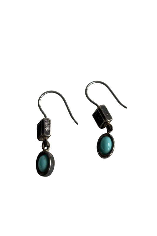 Retro creamy blue dangly earrings