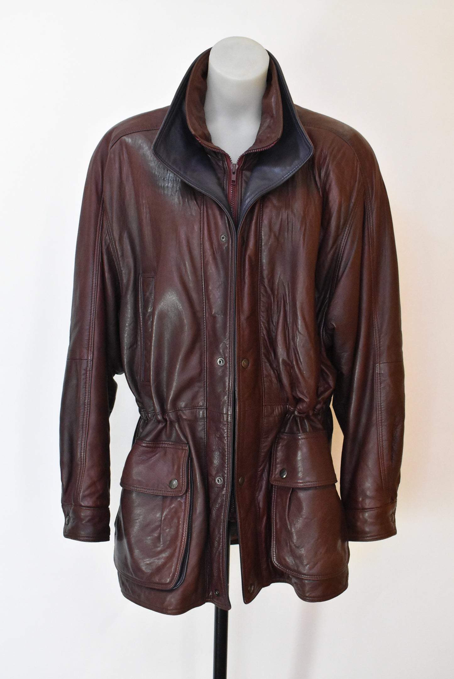 Colony Clothing Company retro plum leather jacket, L