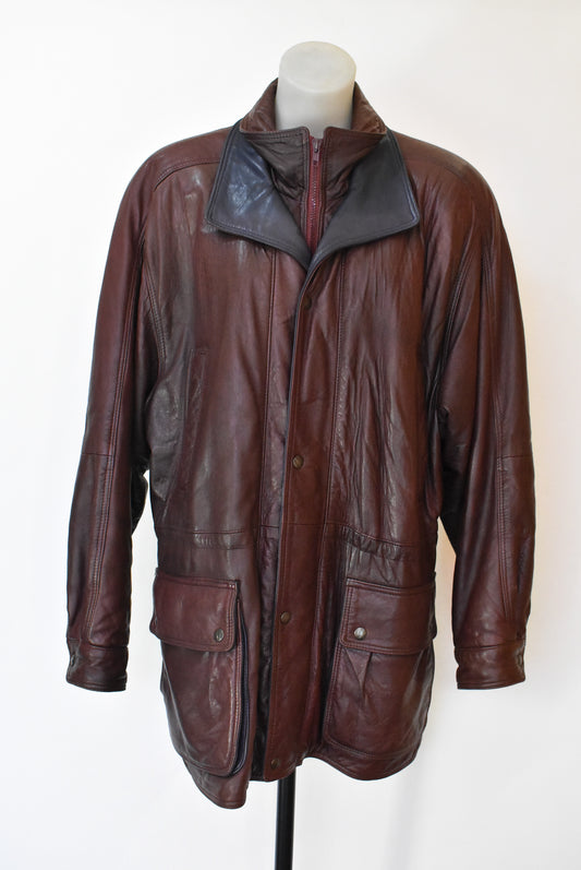 Colony Clothing Company retro plum leather jacket, L