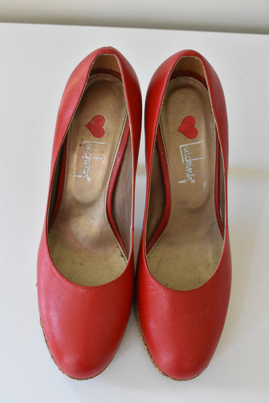 Luichiny red leather heels, 37
