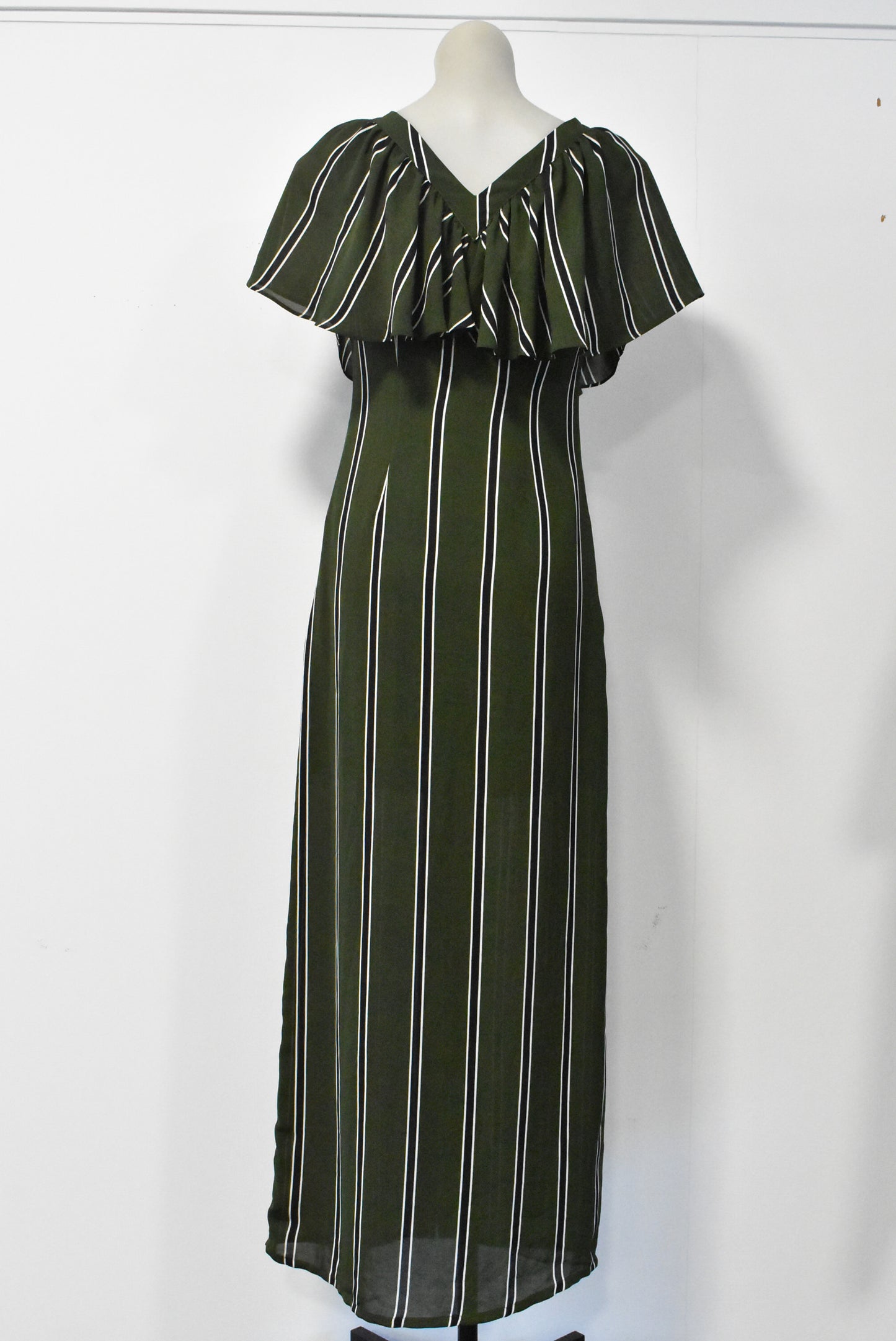 COOP green striped button front maxi dress, XS