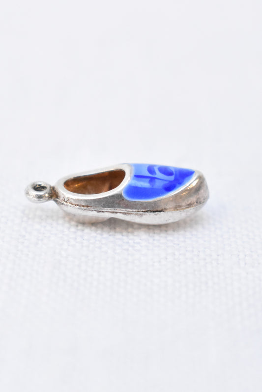 Silver clog pendant/charm enamel painted detail