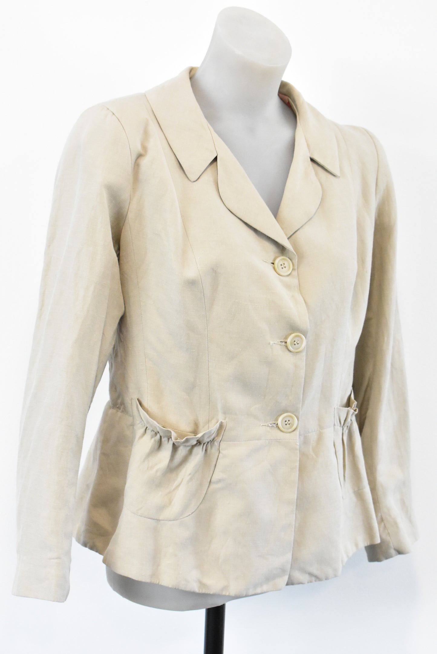 Carlson beige blazer w/ shoulder pads, Size S