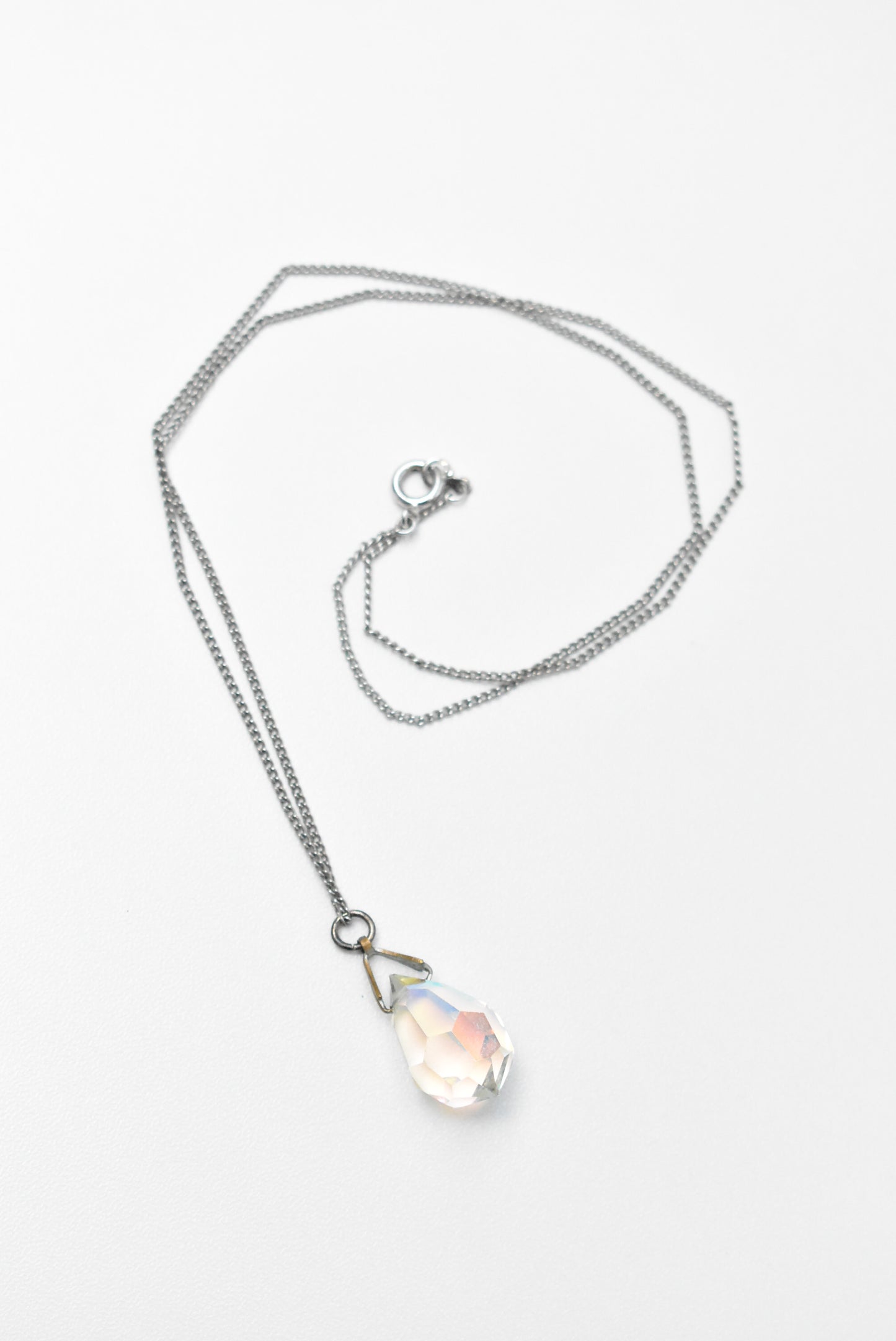 Silver chain necklace with glass crystal