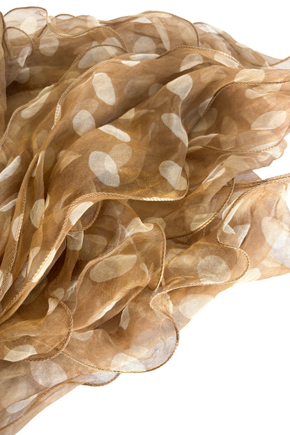 Frilly polka dot silk scarf