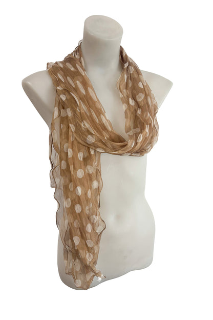 Frilly polka dot silk scarf