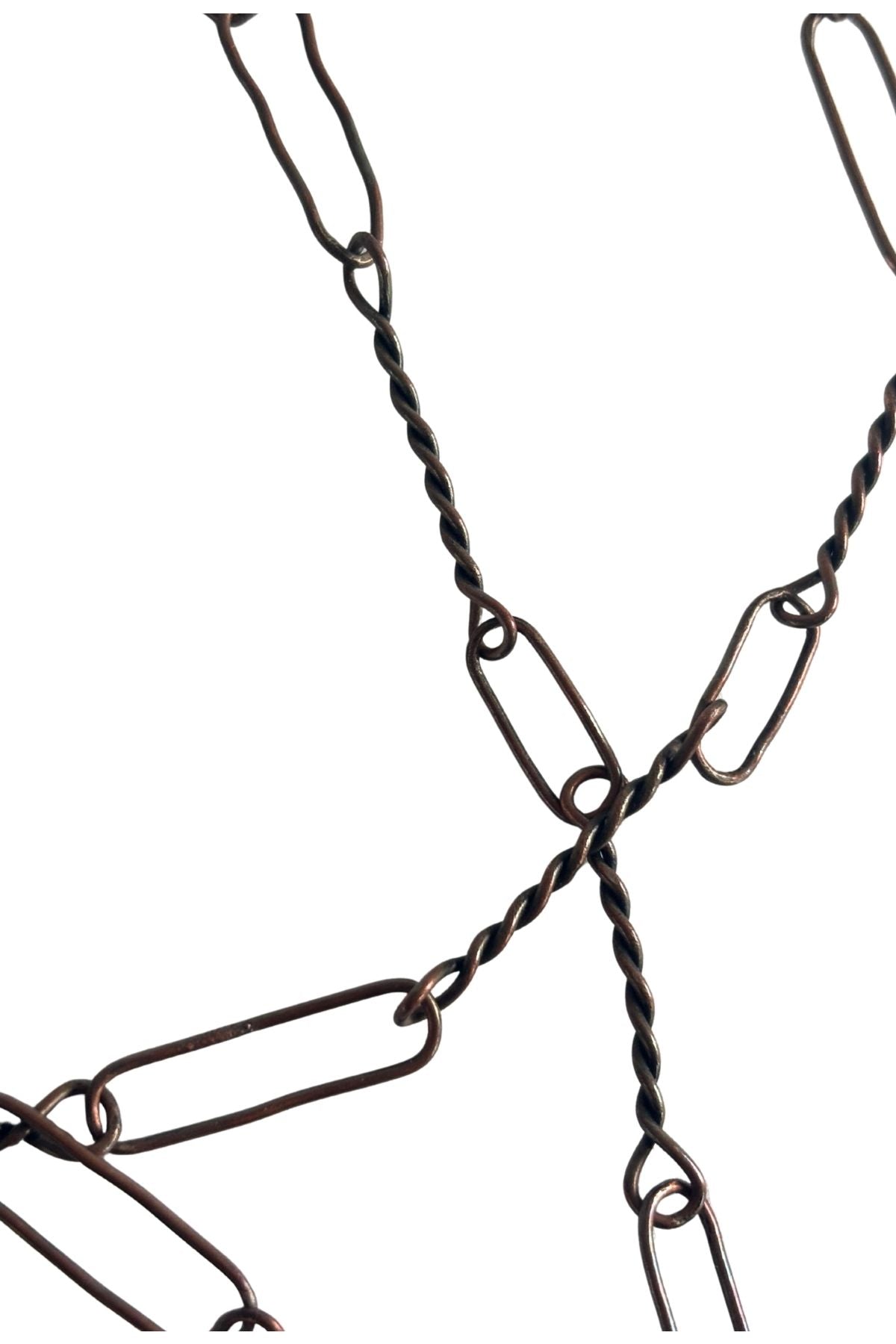 Rustic copper wire chain necklace