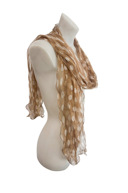 Frilly polka dot silk scarf
