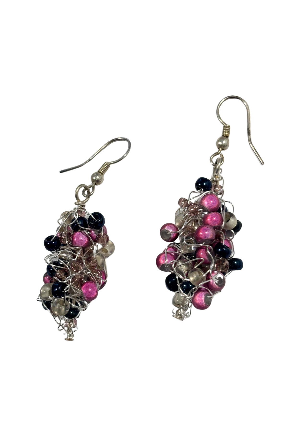 Wire bundle beaded earrings