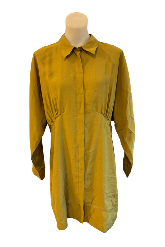 COS khaki green button up midi dress, 14