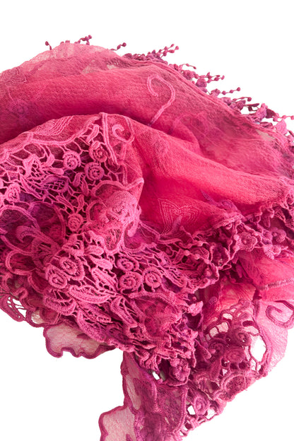 Unique pink lace scarf