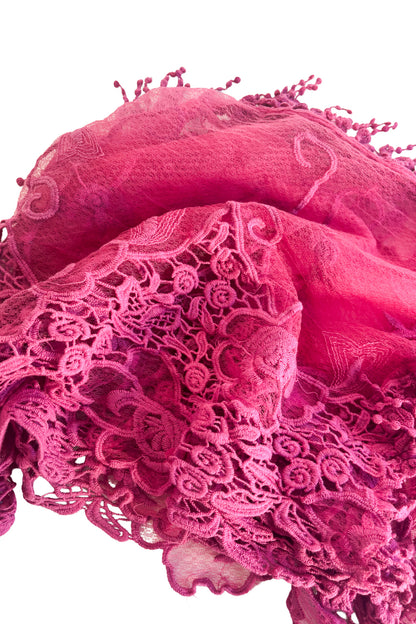 Unique pink lace scarf