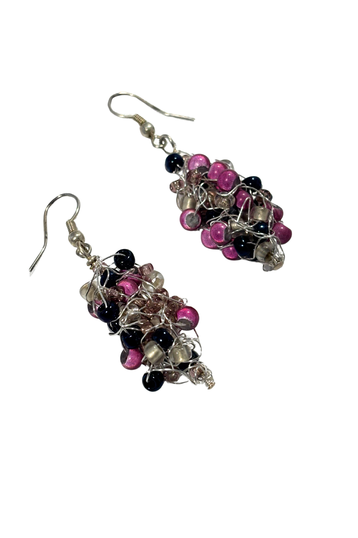 Wire bundle beaded earrings