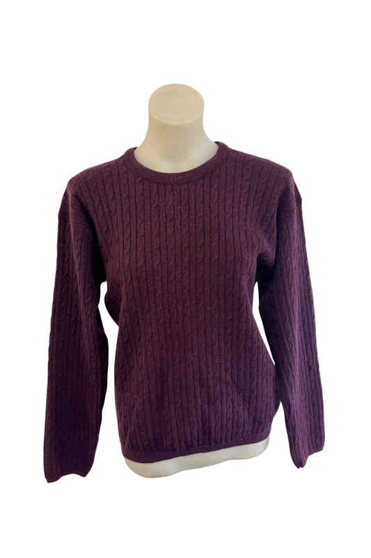 Pure new wool deep mauve knit jumper, M