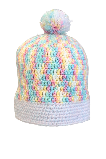 Rainbow crochet beanie