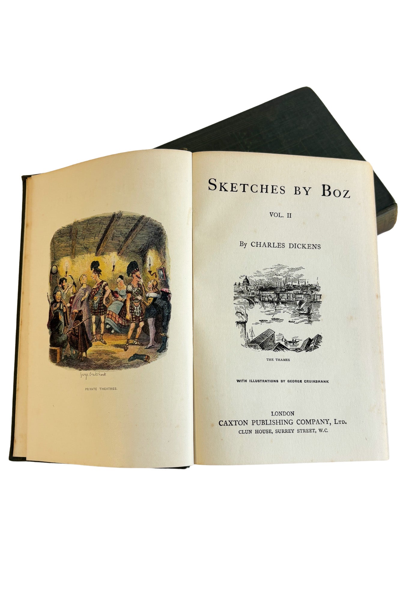 Antique copies of The Novels of Charles Dickens "Sketches by Boz" Volume 1 + 2