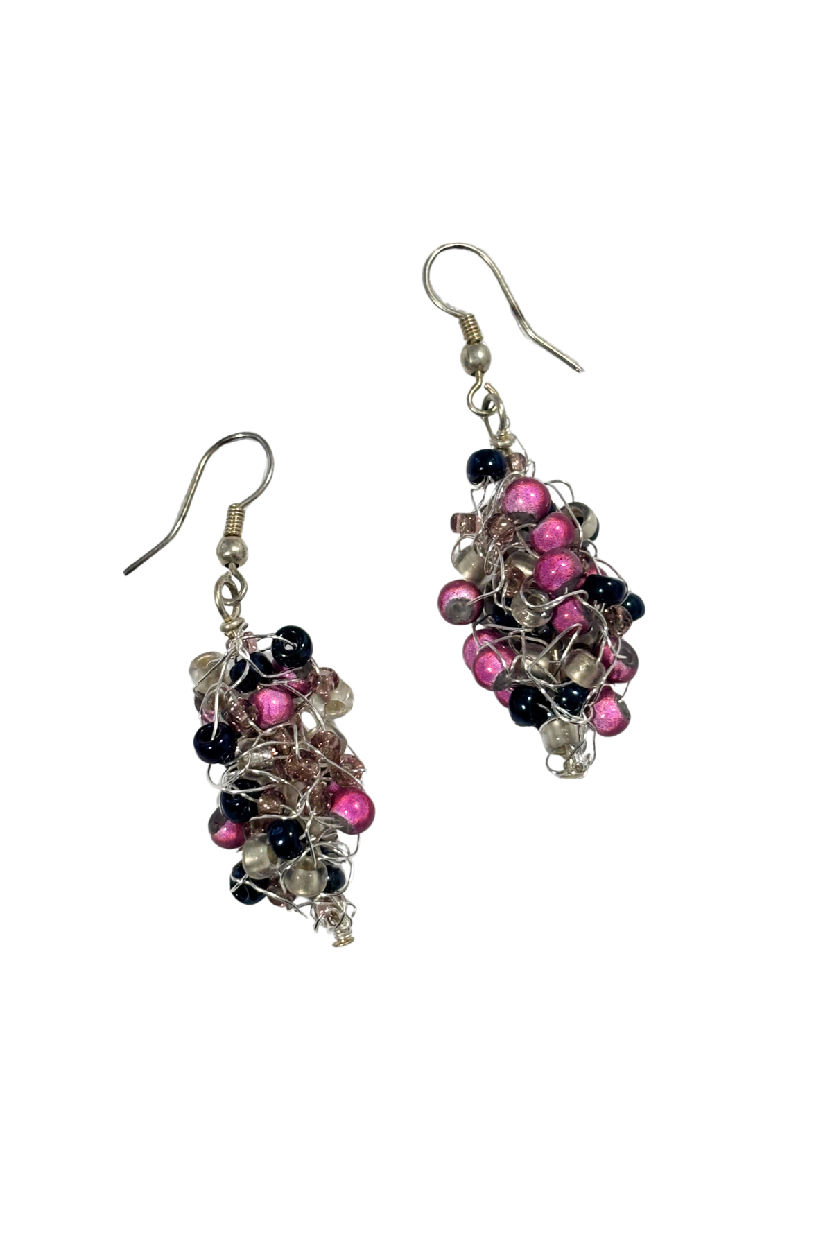 Wire bundle beaded earrings