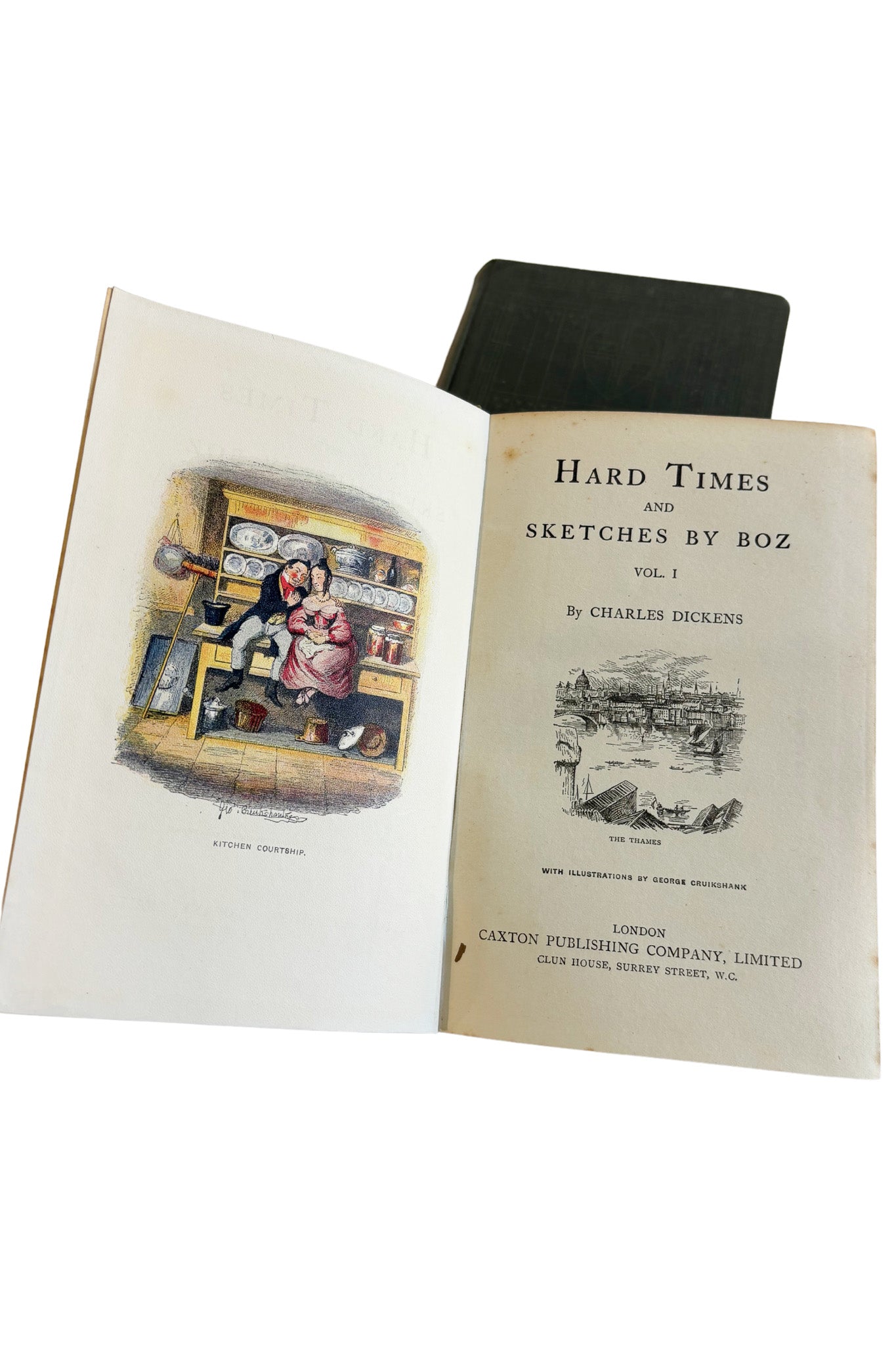 Antique copies of The Novels of Charles Dickens "Sketches by Boz" Volume 1 + 2