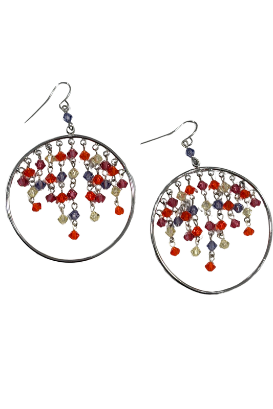 Glitzy dangly hoop earrings