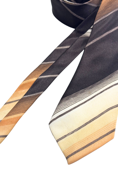 Goldleaf pure silk brown striped tie