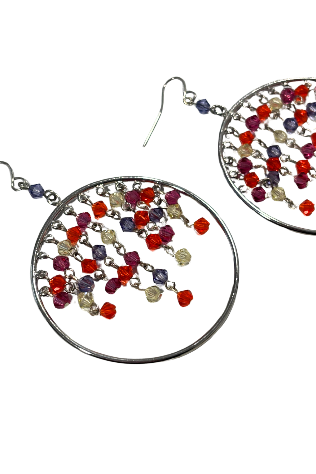 Glitzy dangly hoop earrings