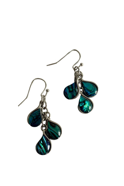 Paua shell teardrop dangly earrings
