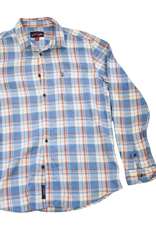 US Polo ASSN button down plaid shirt, L