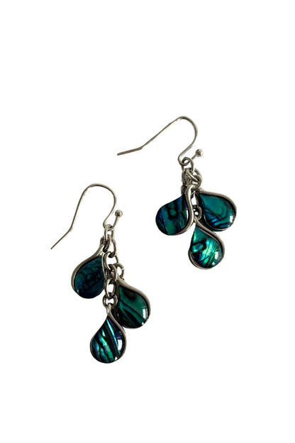 Paua shell teardrop dangly earrings
