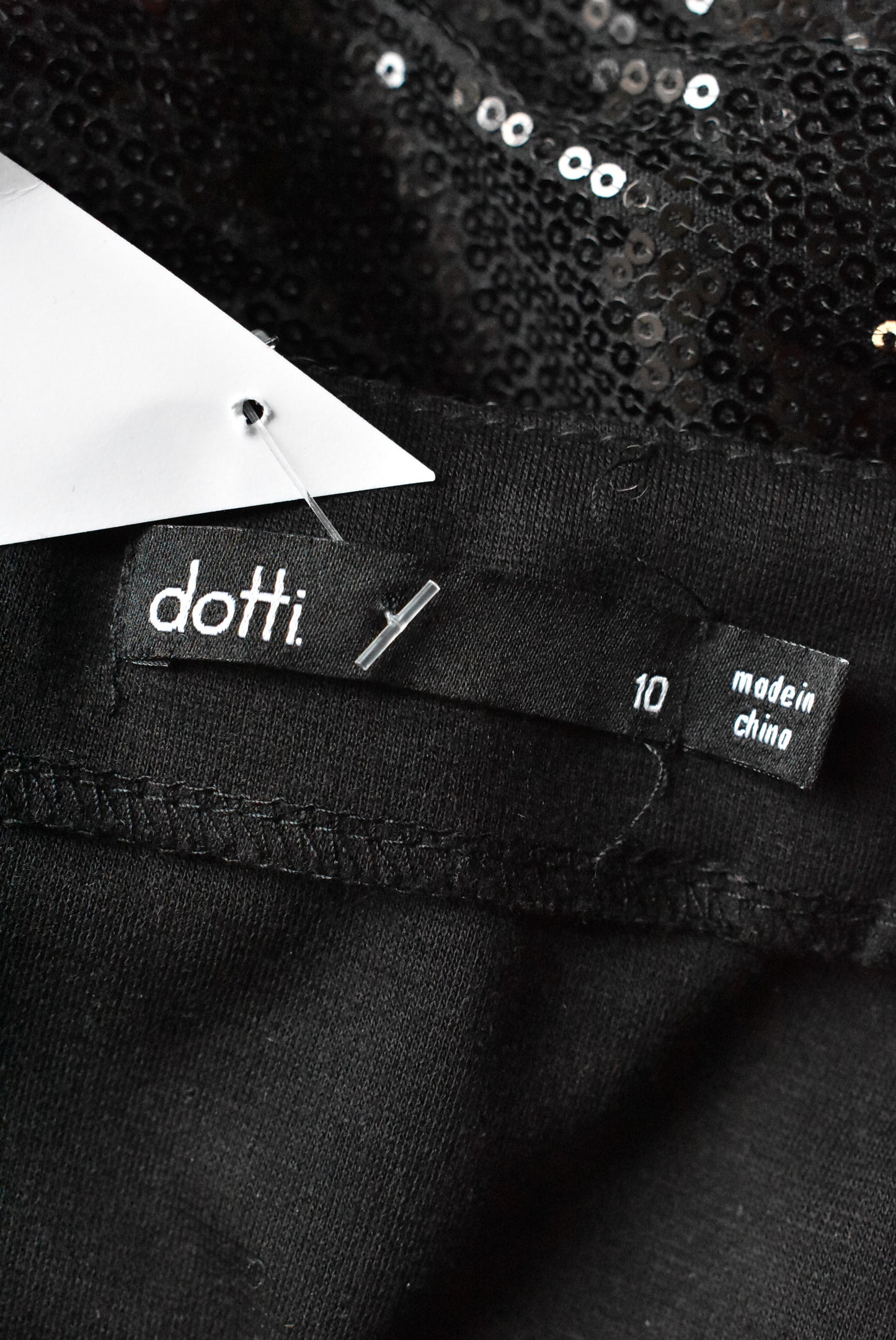 Dotti black sequin mini skirt, size 10