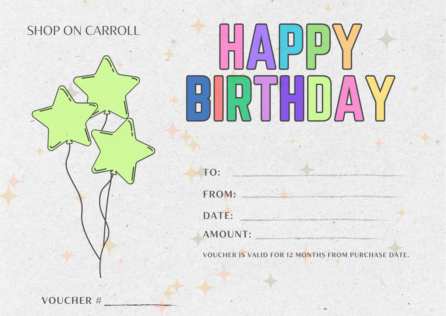 Shop on Carroll (Physical Store Only) - Birthday gift voucher