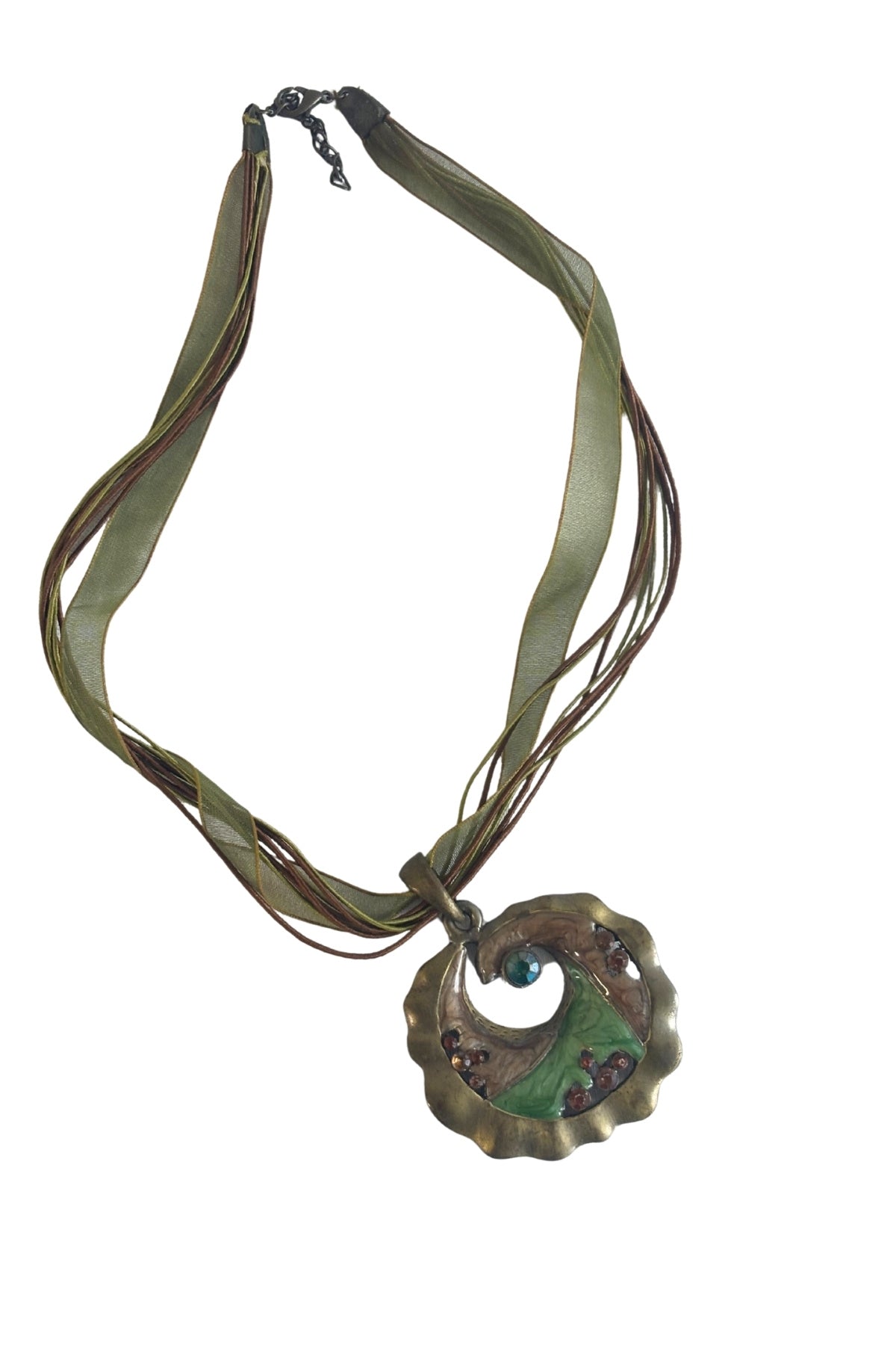 Y2K ribbon chunky pendant necklace