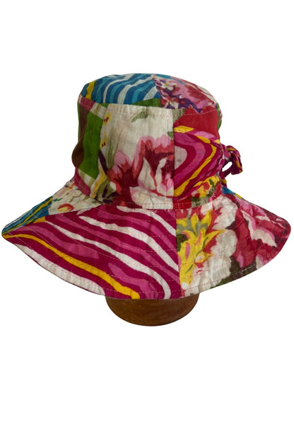 Cotton + linen floral sun hat, OSFM