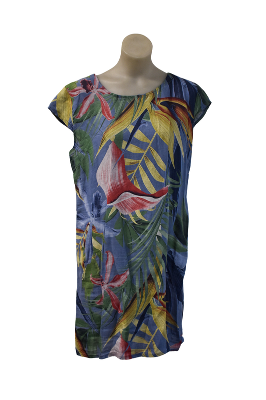 Puro Lino linen floral midi dress