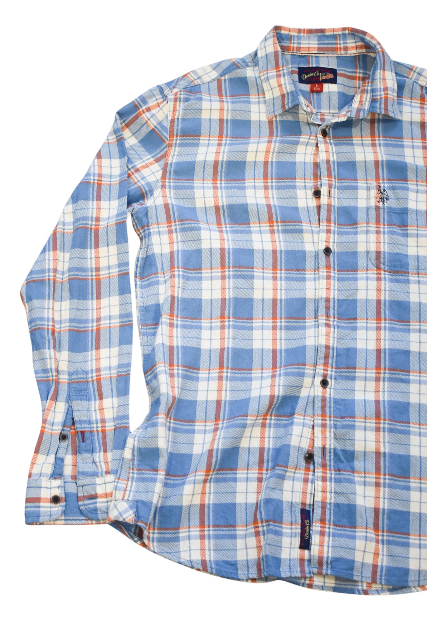 US Polo ASSN button down plaid shirt, L