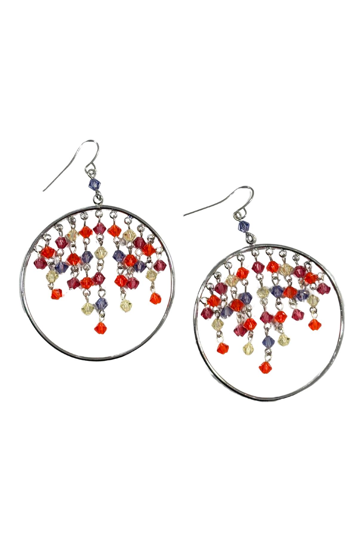 Glitzy dangly hoop earrings