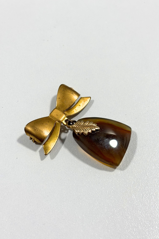 Vintage agate bow brooch