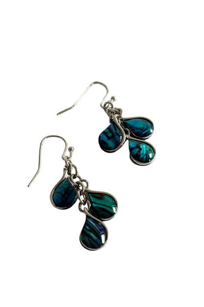 Paua shell teardrop dangly earrings