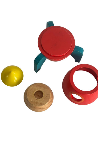 Vintage wooden rocket stacking blocks tower