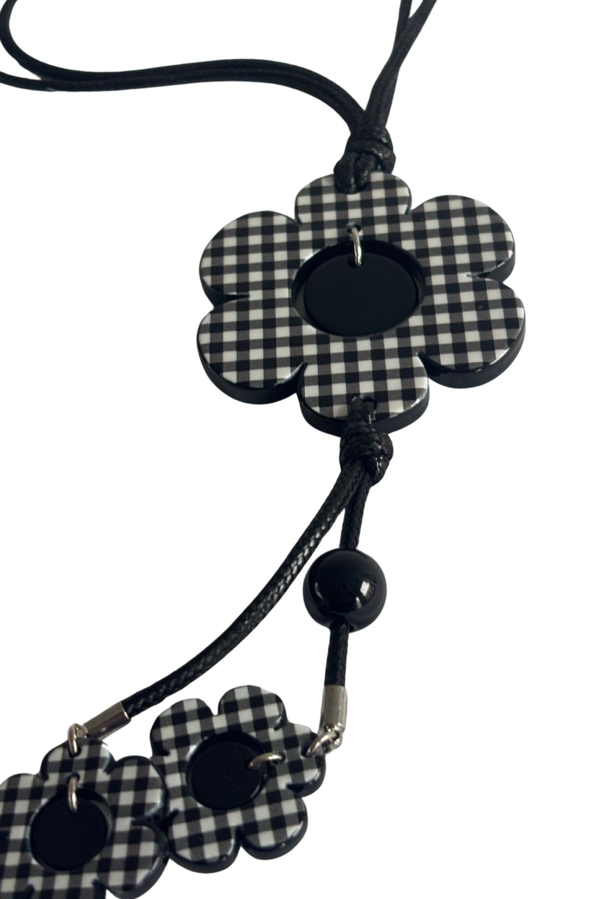 Checkered flowers statement necklace